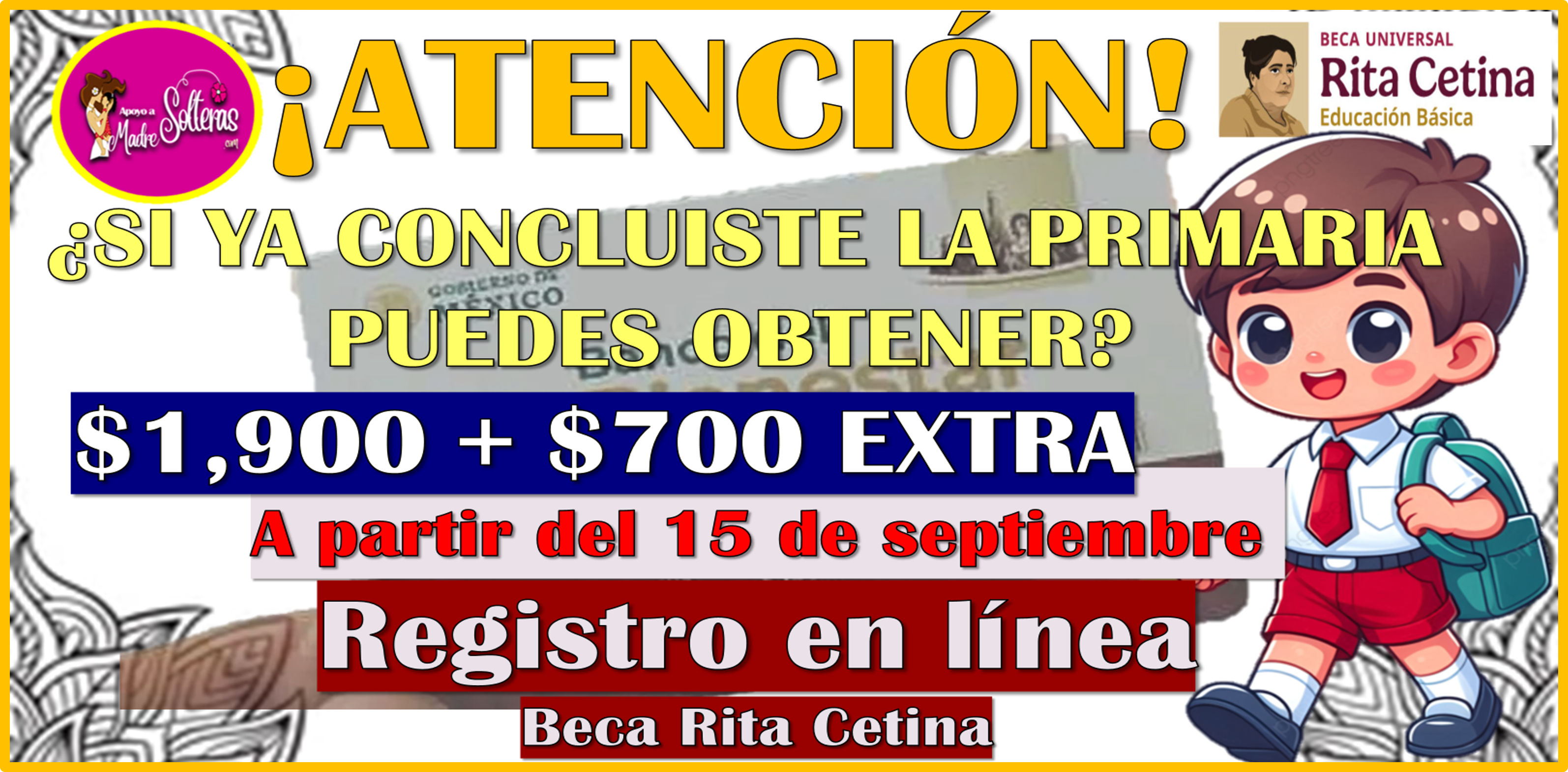 Si ya concluiste la primaria, puedes obtener $1,900 pesos a través de la Beca Rita Cetina.