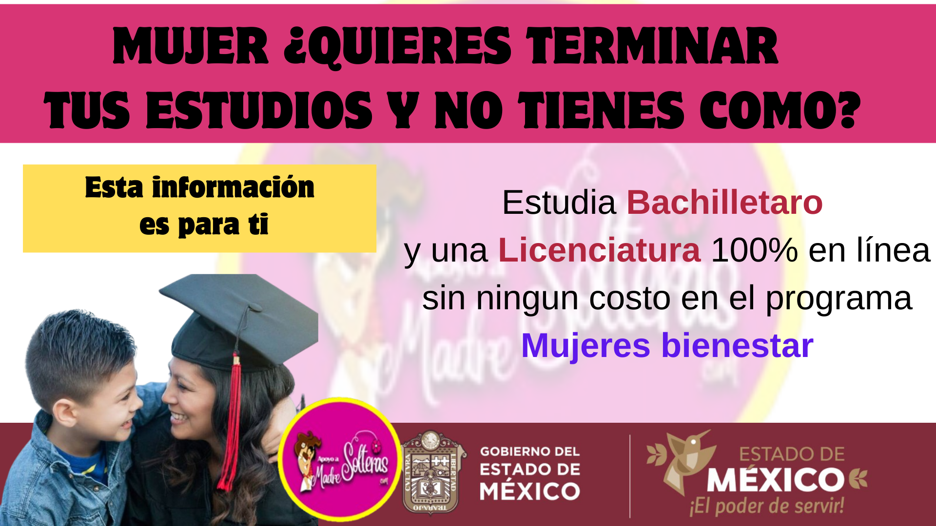 Mujer ¡Realiza tus estudios gratis de Bachillerato y Licenciatura!: Mujeres con Bienestar