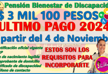 ¡En Noviembre recibes tu ULTIMO PAGO! de la Pensión Bienestar de Discapacidad 2024