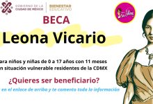 Beca Leona Vicario $1,032.00 mensuales, para niños y niñas