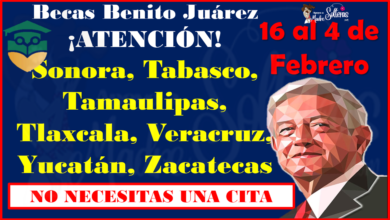 CALENDARIO BECAS BENITO JUAREZ: Sonora, Tabasco, Tamaulipas, Tlaxcala, Veracruz, Yucatán, Zacatecas