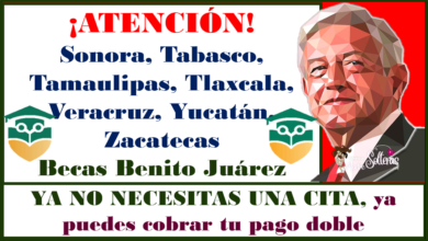CALENDARIO SEMANAL BECAS BENITO JUAREZ: Sonora, Tabasco, Tamaulipas, Tlaxcala, Veracruz, Yucatán, Zacatecas
