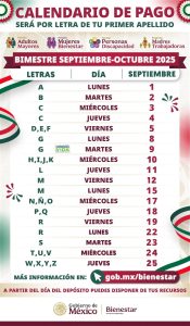 CALENDARIO OFICIAL DE PAGOS SEPTIEMBRE OCTUBRE 2025