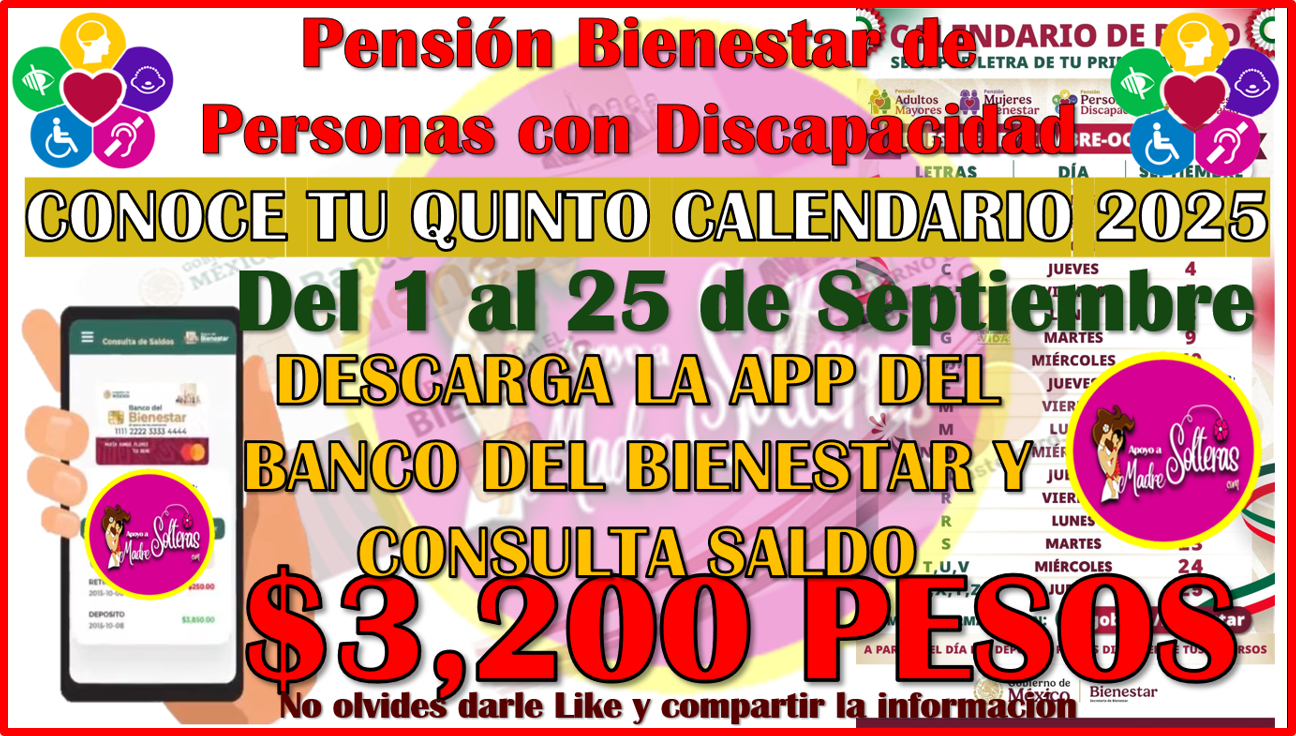 ▷ Ya puedes consultar tu quinto calendario oficial 2025: Pensión Bienestar de Discapacidad » 2025 Apoyos a Madres Solteras 🥇 Ya puedes consultar tu quinto calendario oficial 2025: Pensión Bienestar de Discapacidad