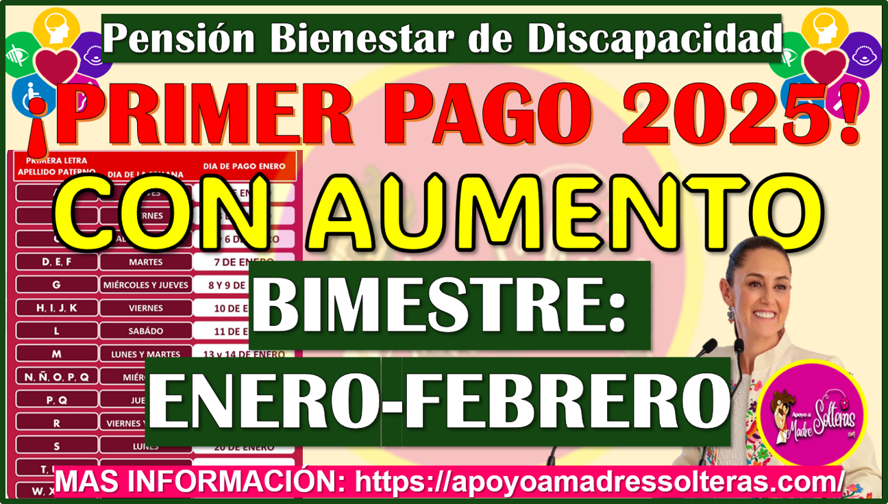 Calendario Oficial de Pagos 2025 del Primer Bimestre: Pensión Bienestar de Personas con Discapacidad