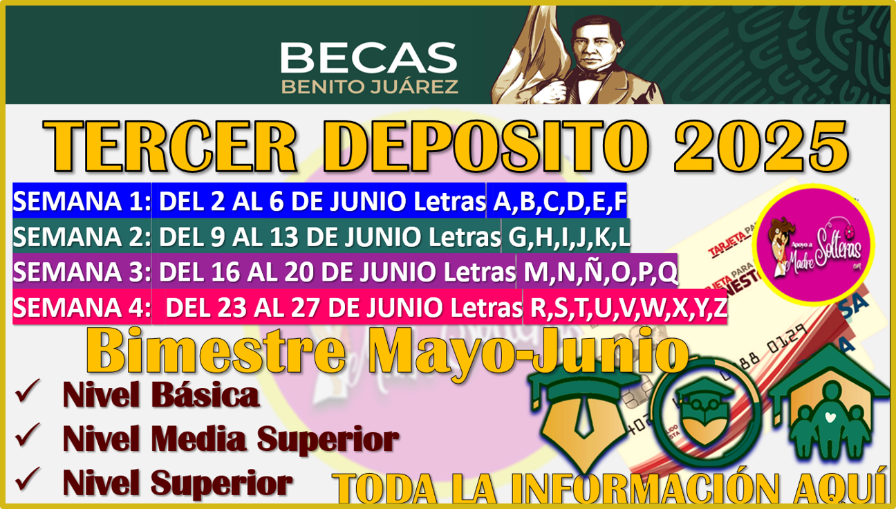 ▷ Siguiente deposito de las Becas Benito Juárez 2025 bimestre Mayo-Junio, aqui más información » 2025 Apoyos a Madres Solteras 🥇 Siguiente deposito de las Becas Benito Juárez 2025 bimestre Mayo-Junio, aqui más información