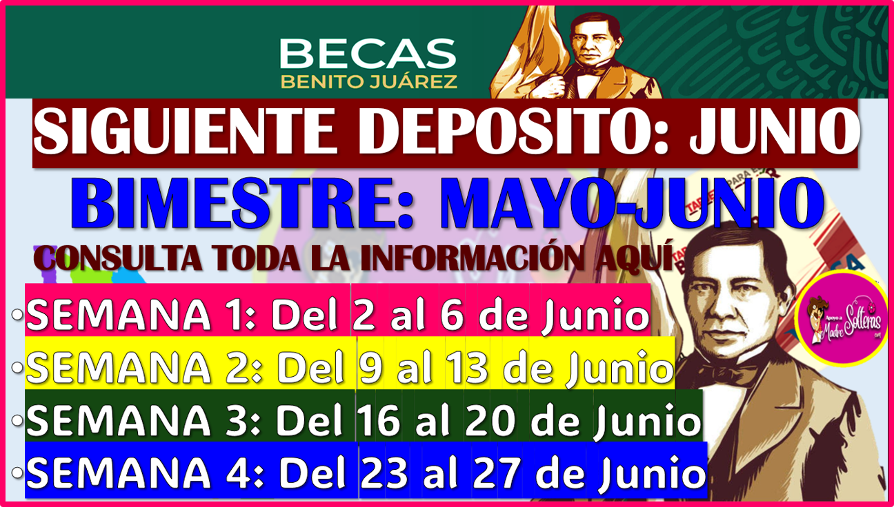 ▷ Siguiente deposito de las Becas Benito Juárez 2025 del bimestre Mayo-Junio, así quedan los montos » 2025 Apoyos a Madres Solteras 🥇 Siguiente deposito de las Becas Benito Juárez 2025 del bimestre Mayo-Junio, así quedan los montos