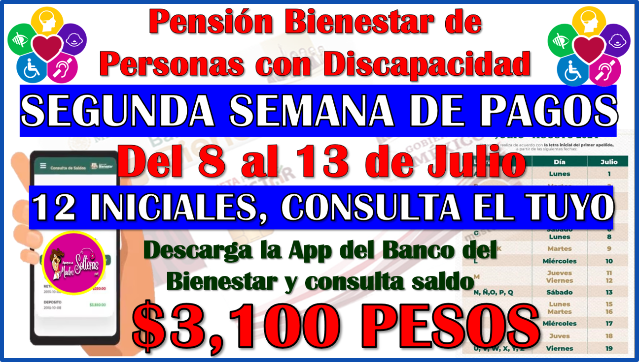 Consulta tu inicial en esta SEGUNDA SEMANA DE PAGOS: Pensión Bienestar de Discapacidad 2024