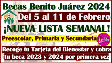 LISTA SEMANAL para RECOGER TU TARJETA DEL BIENESTAR: Becas Benito Juárez Nivel Básico 2024