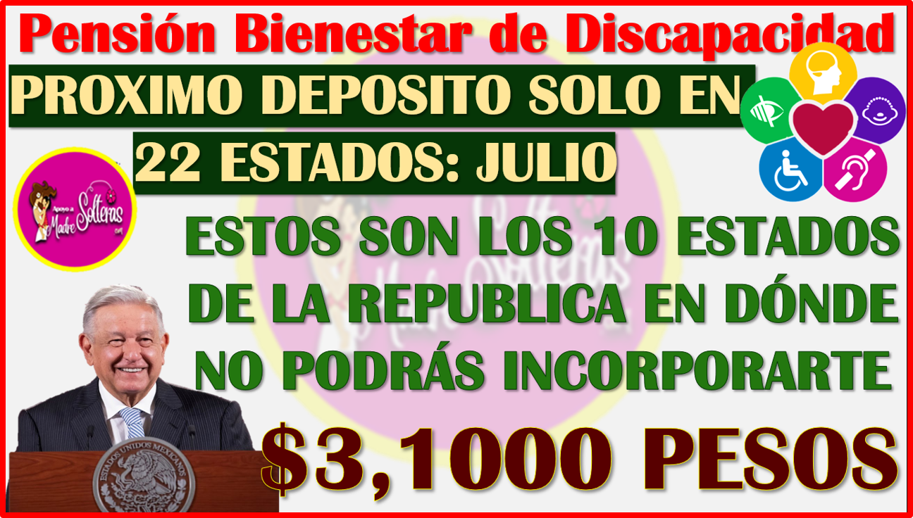 Lamentablemente estos 10 estados de la republica NO RECIBIRÁN su pago de la Pensión Bienestar de Discapacidad 2024 aquí te explico porque