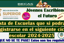 Conoce la lista de escuelas que si forman parte de la Beca Benito Juárez Jóvenes Escribiendo el Futuro 2024