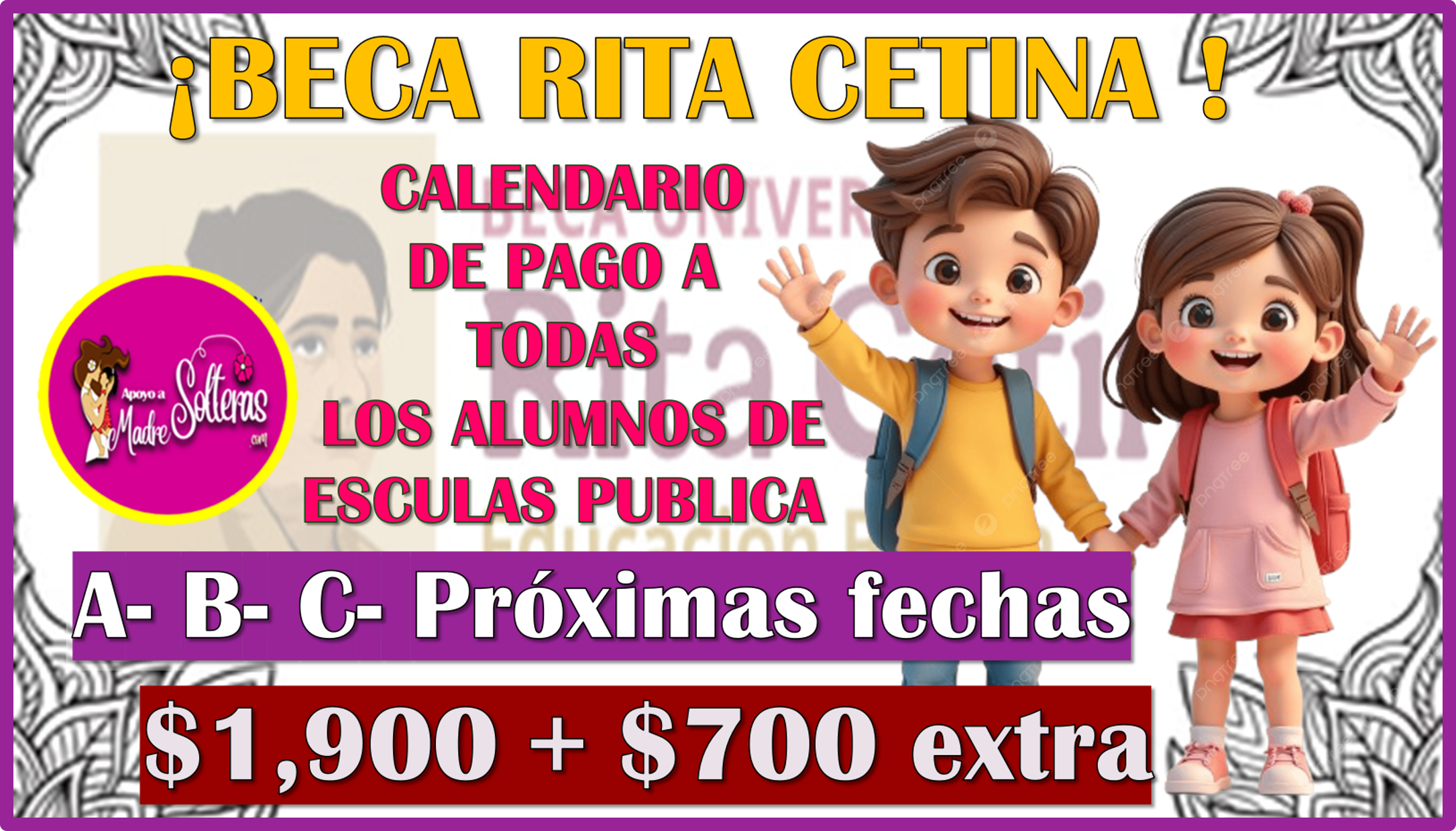 El pago de la Beca Rita Cetina para secundaria se entregara siguiendo un orden alfabético por apellidos.