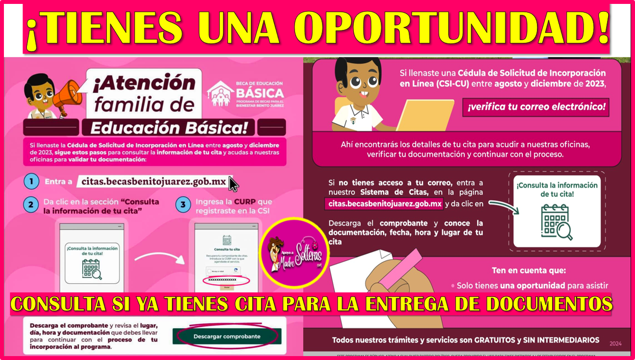 Acude a las oficinas para validar tu DOCUMENTACIÓN si llenaste la CSI en Agosto hasta Diciembre 2023: Becas Benito Juárez