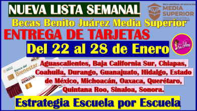 NUEVOS ESTADOS que RECOGEN tarjeta en esta nueva lista semanal de las Becas Benito Juárez Nivel Media Superior
