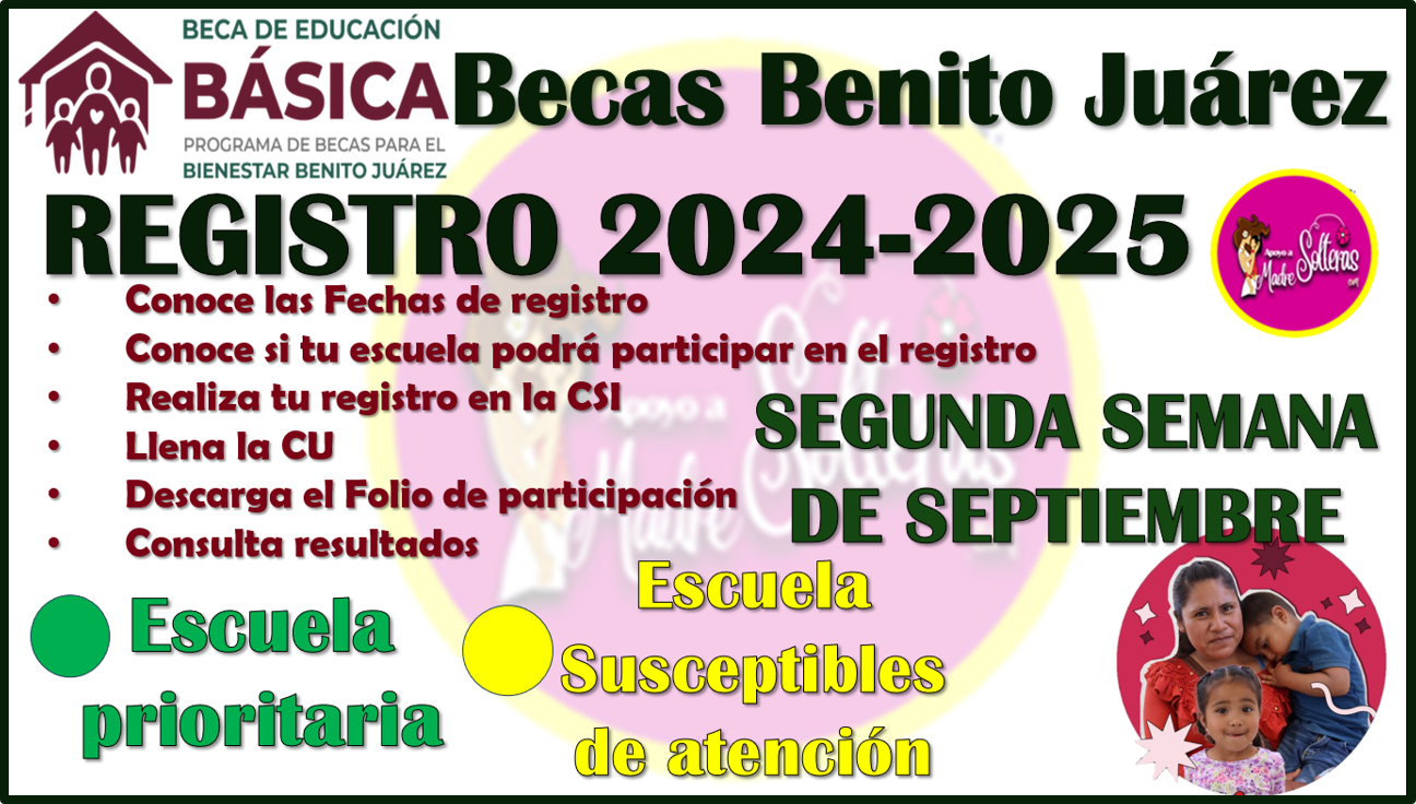 ¡PREPARATE PADRE DE FAMILIA! en la segunda semana de septiembre podrás realizar tu registro en las Becas Benito Juarez 2024-2025