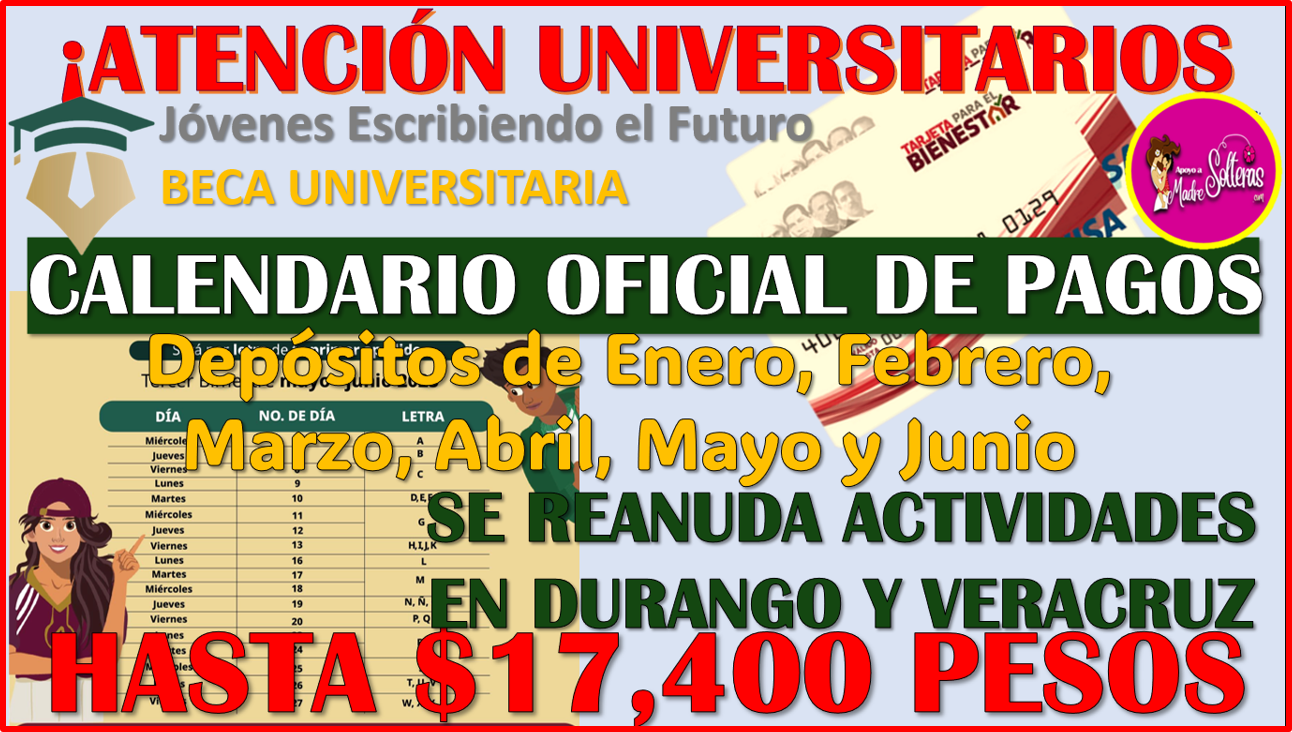 ▷ Calendario Oficial de Pago de Jóvenes Escribiendo el Futuro 2025, hasta 17 mil 400 de Beca » 2025 Apoyos a Madres Solteras 🥇 Calendario Oficial de Pago de Jóvenes Escribiendo el Futuro 2025, hasta 17 mil 400 de Beca