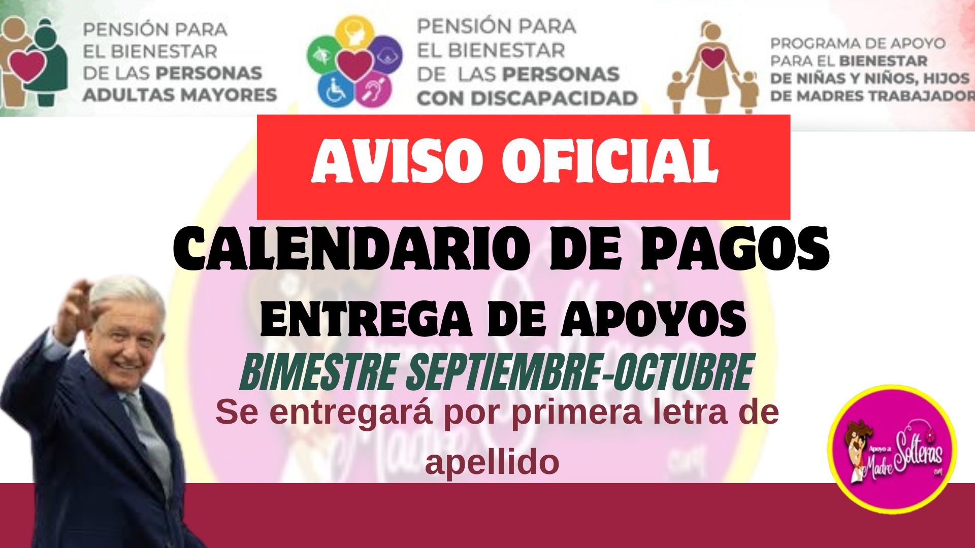 ¡¡¡¡AVISO IMPORTANTE!!!! YA ESTAN LAS FECHAS DE SEPTIEMBRE-OCTUBRE ENTREGA PARA APOYOSADULTO MAYOR