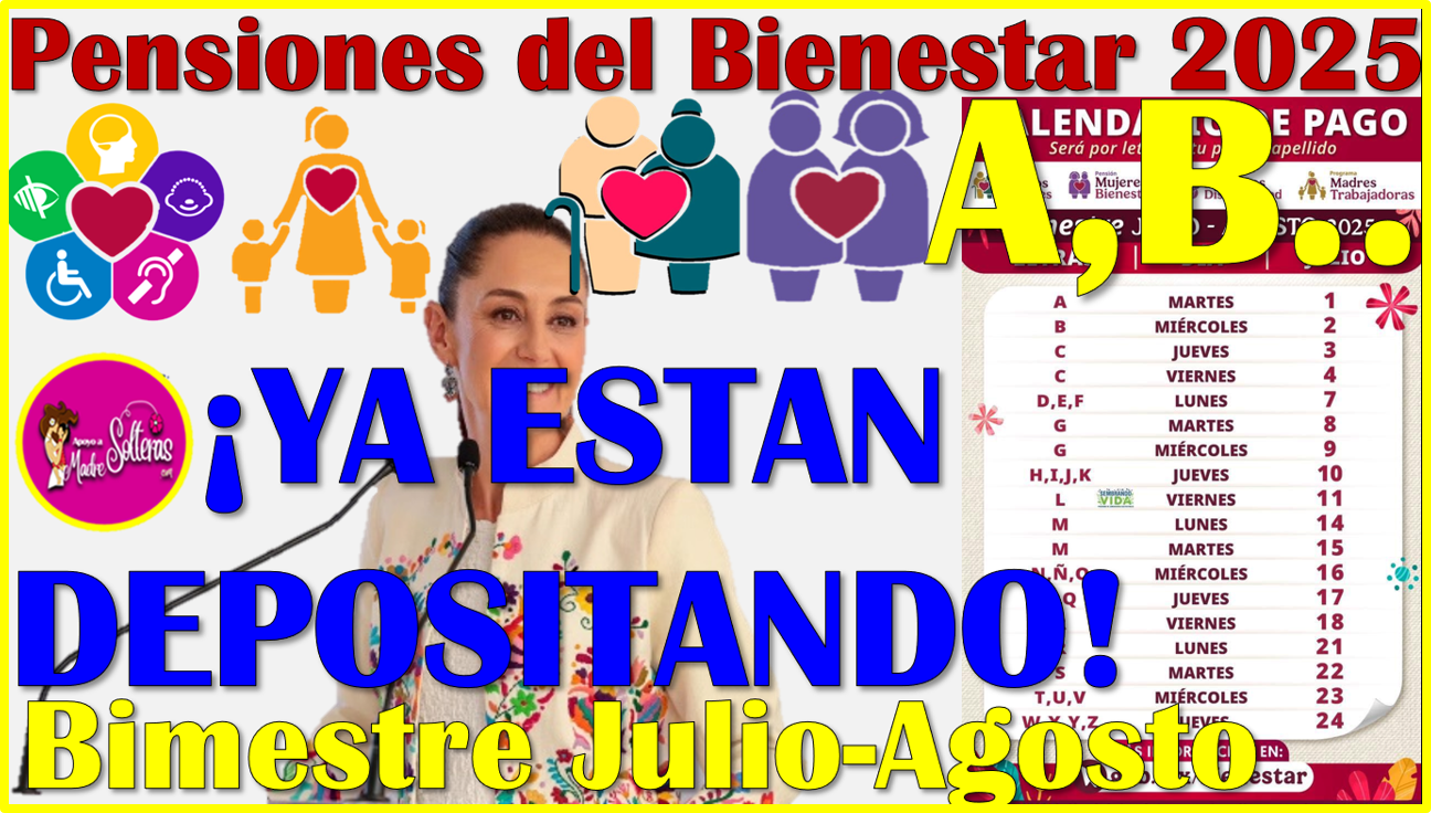 ▷ Calendario Oficial de Pagos del Bimestre Julio-Agosto 2025: Pensiones del Bienestar » 2025 Apoyos a Madres Solteras 🥇 Calendario Oficial de Pagos del Bimestre Julio-Agosto 2025: Pensiones del Bienestar